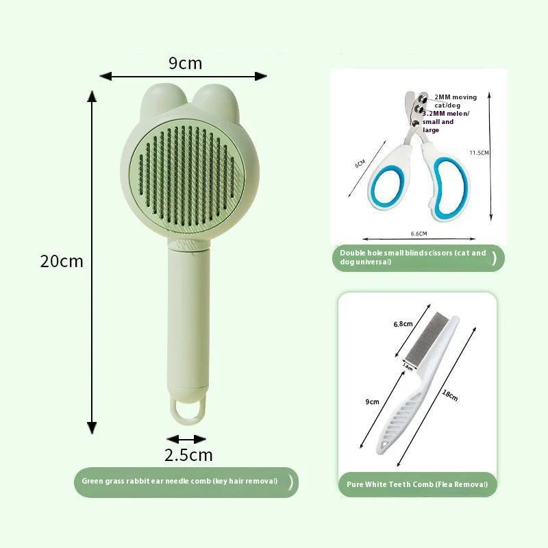Cat Grooming Supplies 3 piece set include Round Hole Cat Nail Clippers Pet Comb Pet Grooming Brush Flea prevention tools