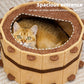 Bathtub Shape Semi-Enclosed Felt Cat Bed for Small Medium Cats Cozy 4 Seasons Universal Cat House with Claw Sharpening Feature
