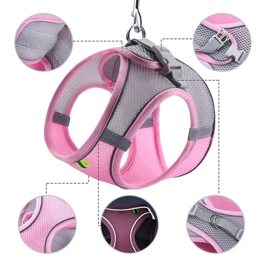 Dog Harness Leash Set for Small Dogs French Bulldog Chihuahua Pug Outdoor Walking Lead Leash Adjustable Puppy Cat Harness Vest