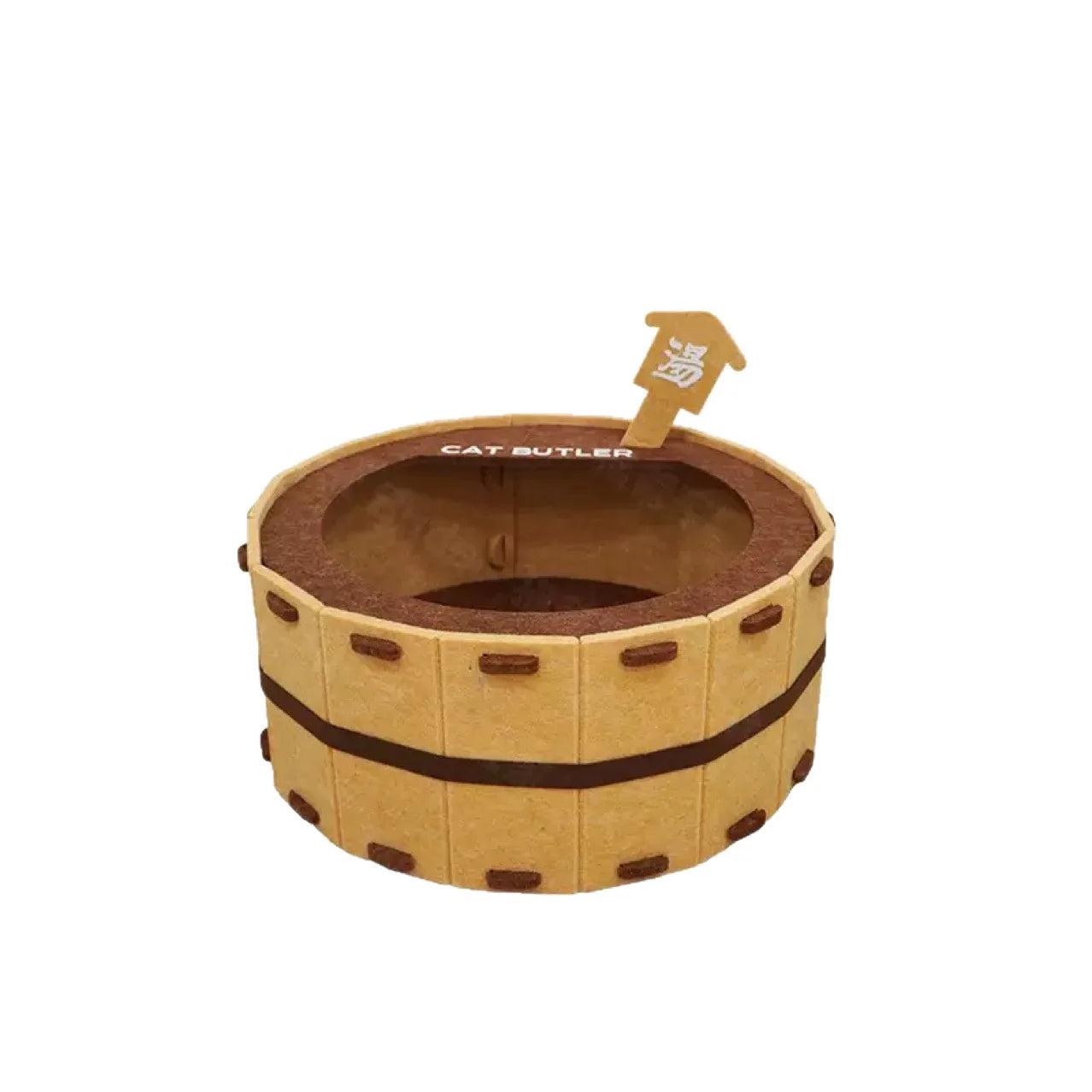 Bathtub Shape Semi-Enclosed Felt Cat Bed for Small Medium Cats Cozy 4 Seasons Universal Cat House with Claw Sharpening Feature