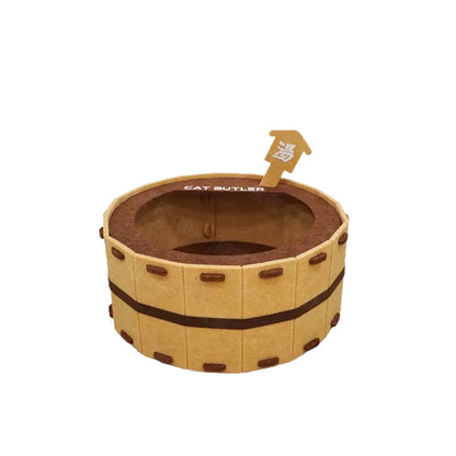Bathtub Shape Semi-Enclosed Felt Cat Bed for Small Medium Cats Cozy 4 Seasons Universal Cat House with Claw Sharpening Feature