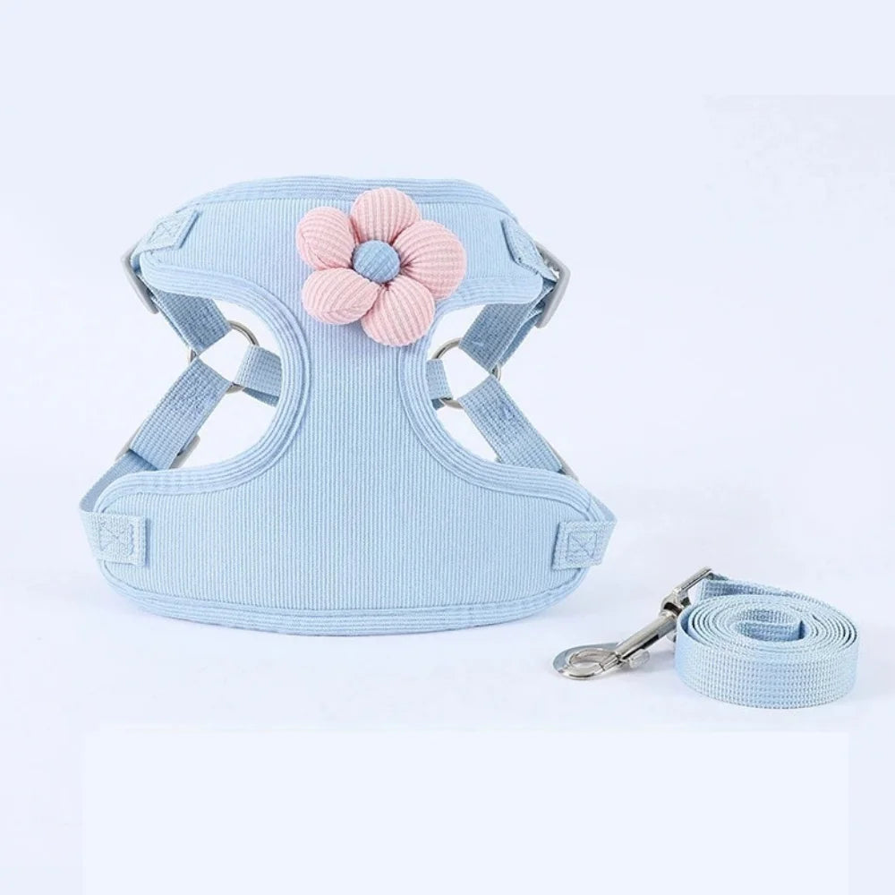 Dog Harness with 1.5m Leash Set Adjustable Pet Harness for Puppy Cats French Bulldog Chihuahua Outdoor Walking Lead Leash