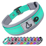 Padded Dog Collars for Small Medium Large Dogs Soft Reflective Wide Pet Collars Adjustable Heavy Duty Nylon Neoprene Dog Collar