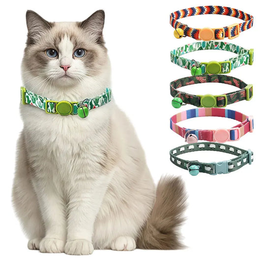 Cute Cat Collar Kitten Safety Breakaway Collar with Bell Adjustable Soft Collars for Small Cats Pet Products Necklace Decor