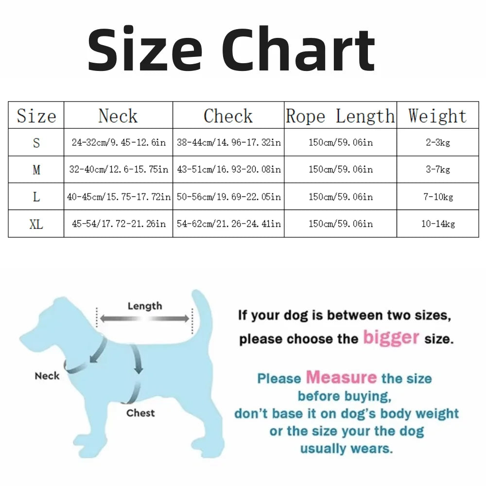 Dog Harness with 1.5m Leash Set Adjustable Pet Harness for Puppy Cats French Bulldog Chihuahua Outdoor Walking Lead Leash